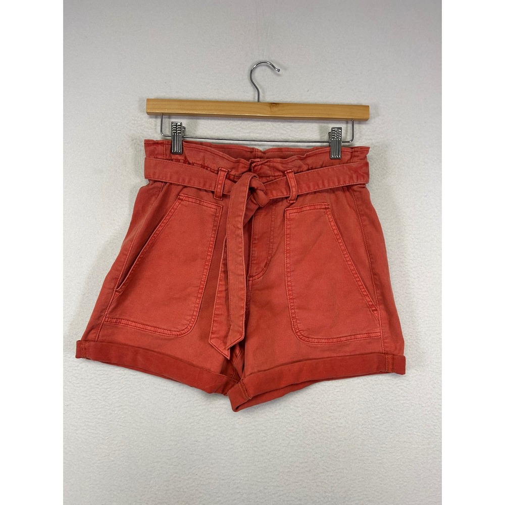 Boho Safari LOFT Womens XS Orange Paperbag Waist High Rise‎ Tie Utility Shorts